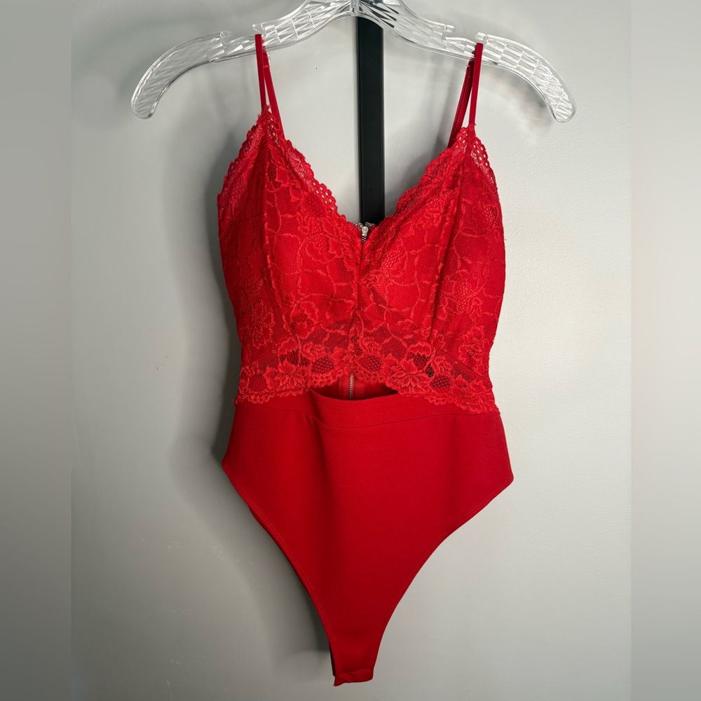 Red Lace Bodysuit- Perfect for Valentines Sz M